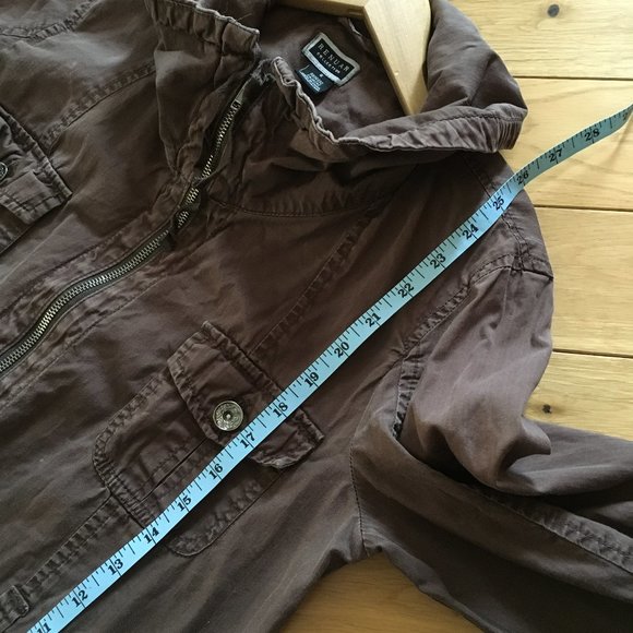 Vintage Y2K Renuar Collection Brown Cotton High Collar Field Jacket - Picture 13 of 16